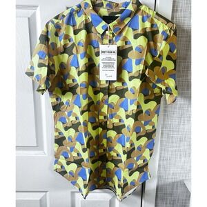 Wildfang The Essential Button Up Short Sleeve Abstract Pop Art Print Medium BBB